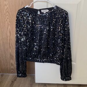 Molly Bracken Black sequin crop top M